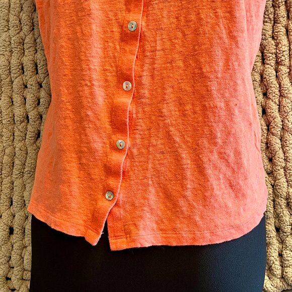 Tahari Coral 100% Linen Cap Sleeve Top Size Large - Picture 8 of 10